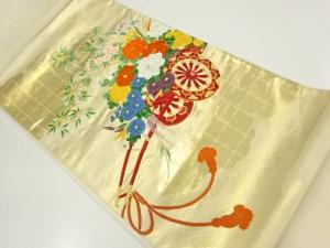 アンティーク　花車模様織出し袋帯（材料）